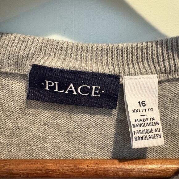 Lot Of 2 Children’s Place Sweaters Boys XXL 16 Grey Green Long Sleeve - Picture 6 of 11